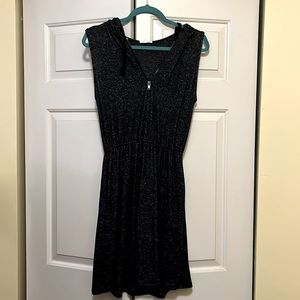 Black/grey sleeveless hoodie dress jersey material. Size small.